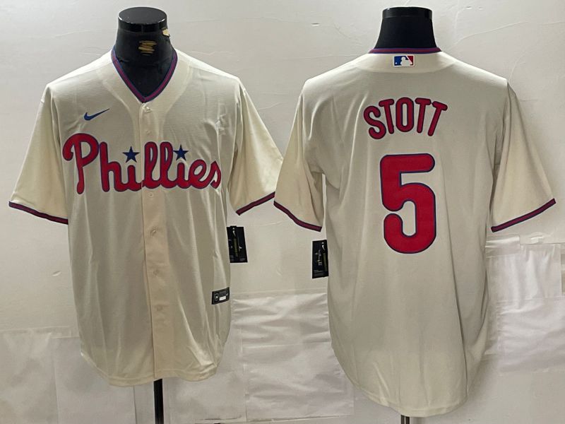 Men Philadelphia Phillies #5 Stott Cream Game Nike 2024 MLB Jersey style 1->youth mlb jersey->Youth Jersey